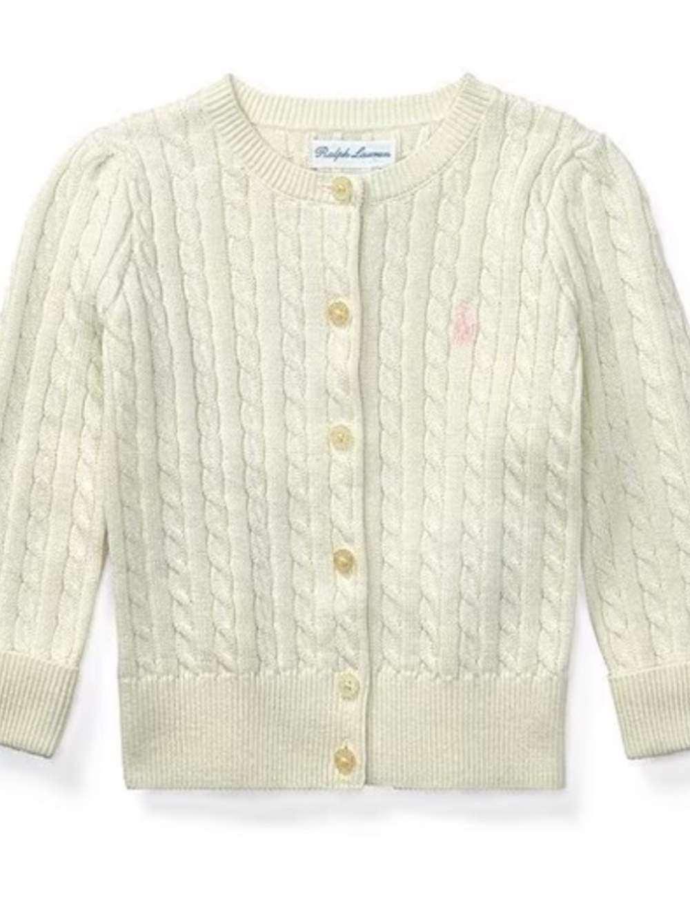 Ralph Lauren Baby Girls Mini Cable Knit Cardigan Warm White 6M